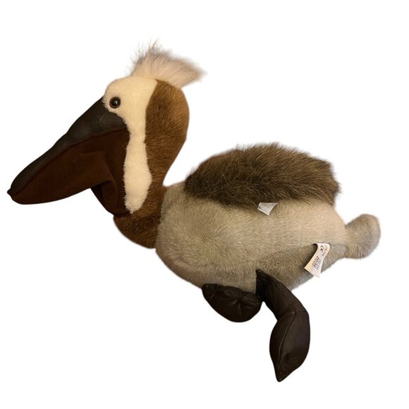 Rare Vintage Plush Pelican 12" by Fiesta Brown Grey Stuffed Bird Animal Toy - Picture 2 of 7